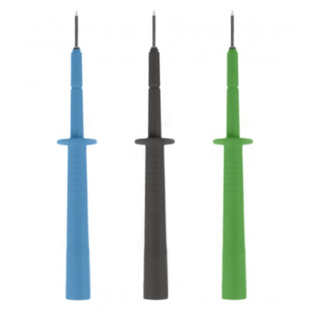 Metrel S 2143 – sada testovacích hrotů CAT II FI 2, barvy černá, modrá, zelená