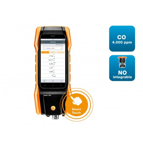 Testo 300 Longlife - Analyzátor spalin (O2, CO až do 4,000 ppm, NO – dodatečně namontovatelný)